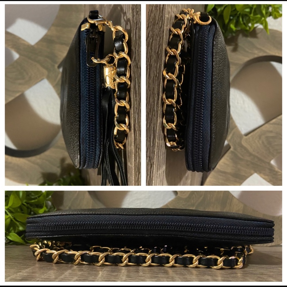 ⚜️♠️ Chanel Caviar Timeless Zippy Wallet Chain Crossbody Double Zipper Style - Picture 8 of 9